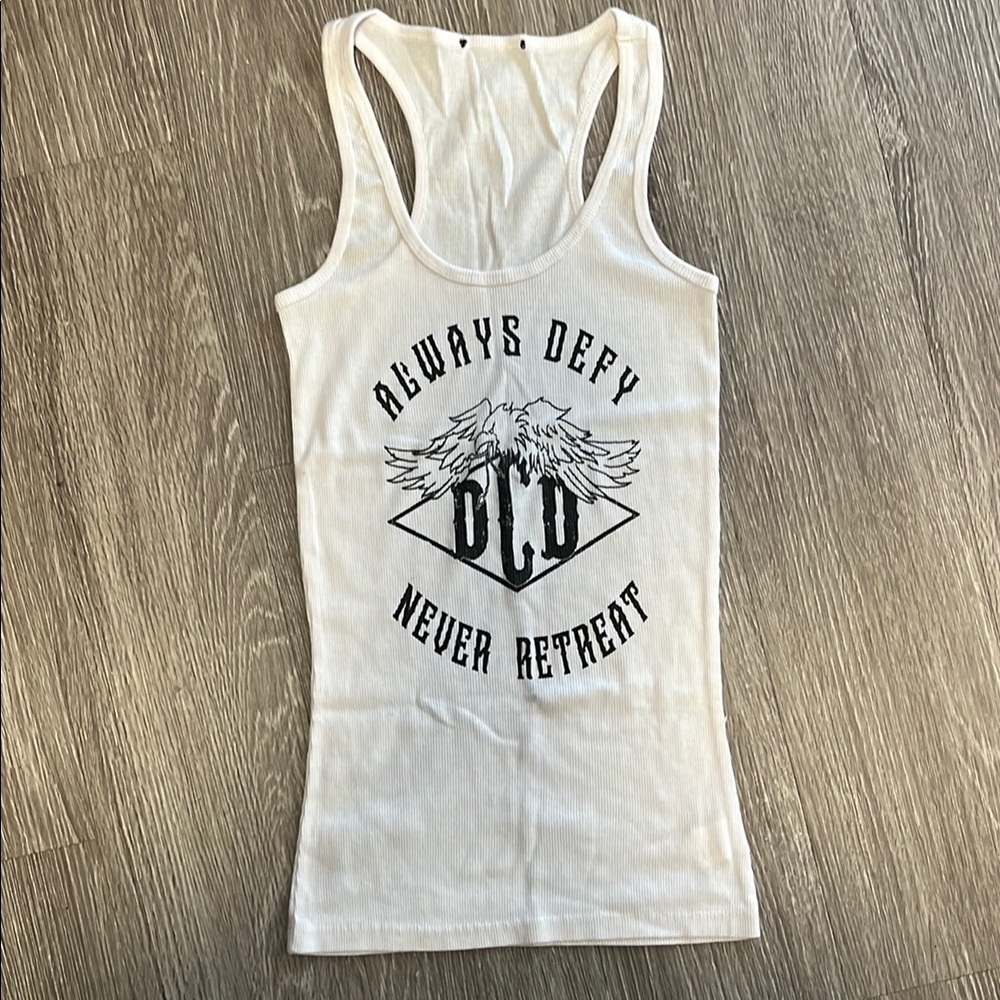 Always Defy Never Retreat White & Black Tank Top
